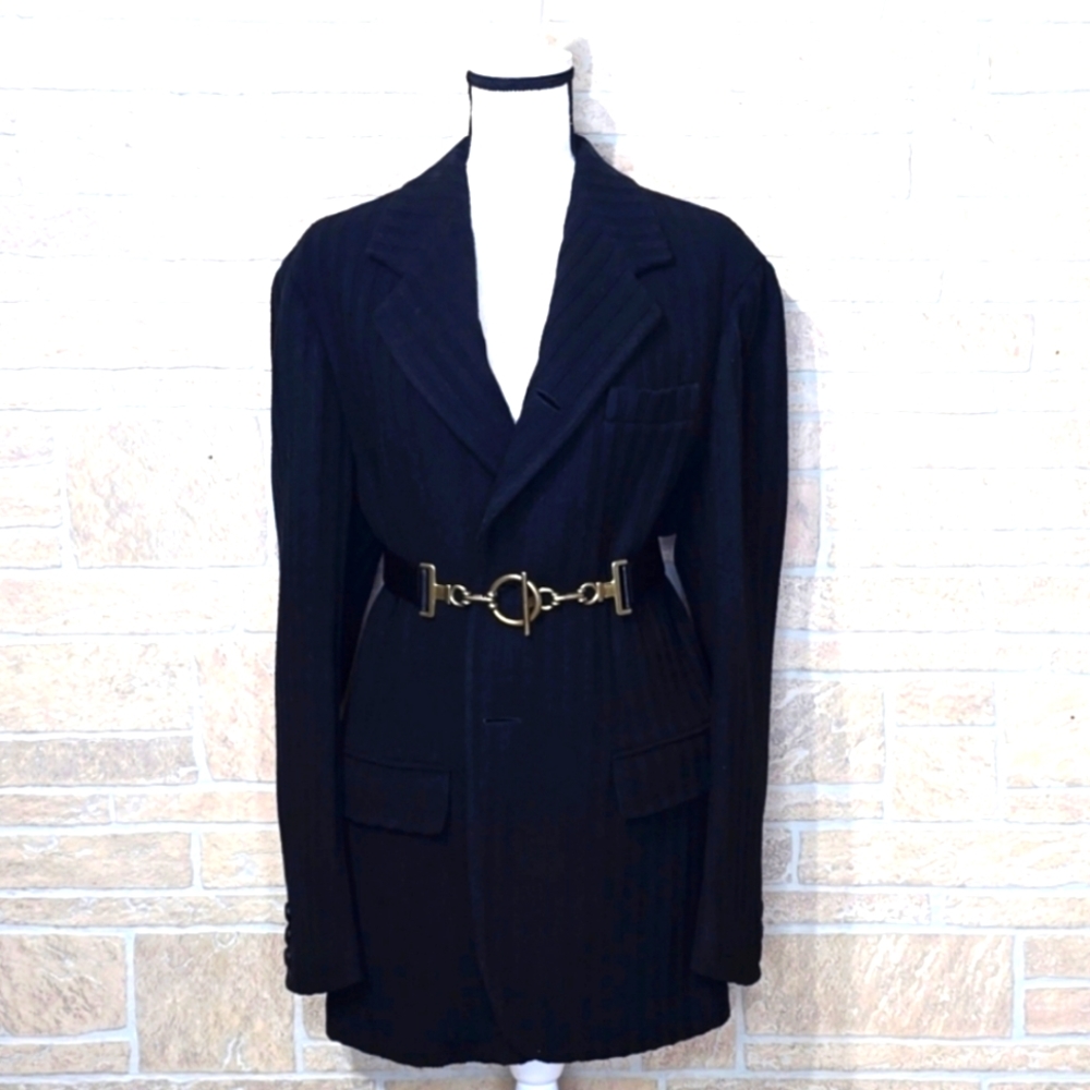 RARE D&G VTG WOOL SWEATER KNIT BLAZER BLACK
